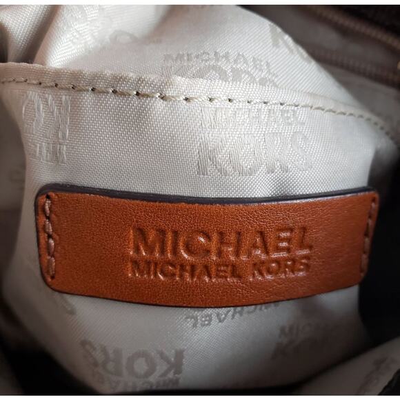 Michael Kors Brown Logo Print Large Hamilton Tote Satchel Handbag - Picture 9 of 14